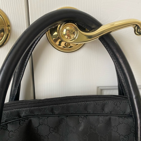 GUCCI Weekender Monogram GG Large Travel Nylon Leather Duffle Bag Black - Picture 2 of 5